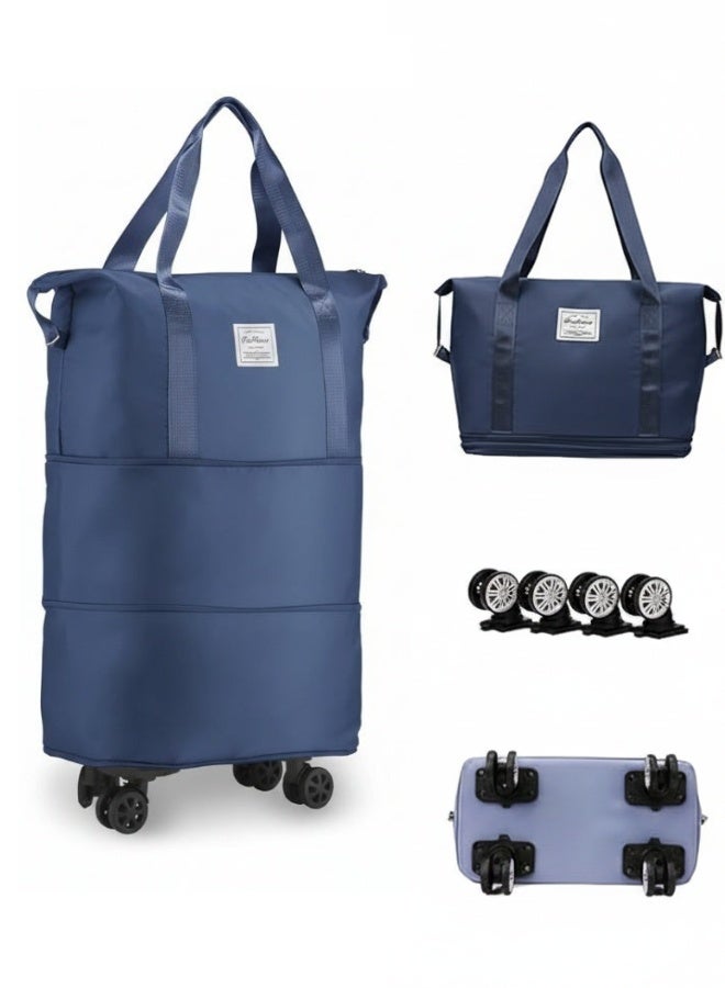 هونغ فو حقيبة سفر قابلة للطي بعجلات - حقيبة سفر قابلة للتوسيع من 18 إلى 40 لترًا، خفيفة الوزن ومقاومة للماء، مناسبة للرحلات القصيرة والرياضة والتسوق - Image 1